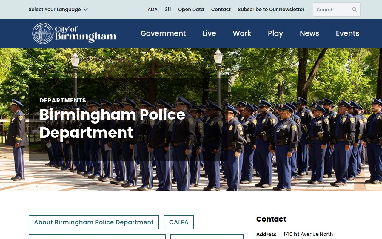 Birmingham Police Department official website homepage