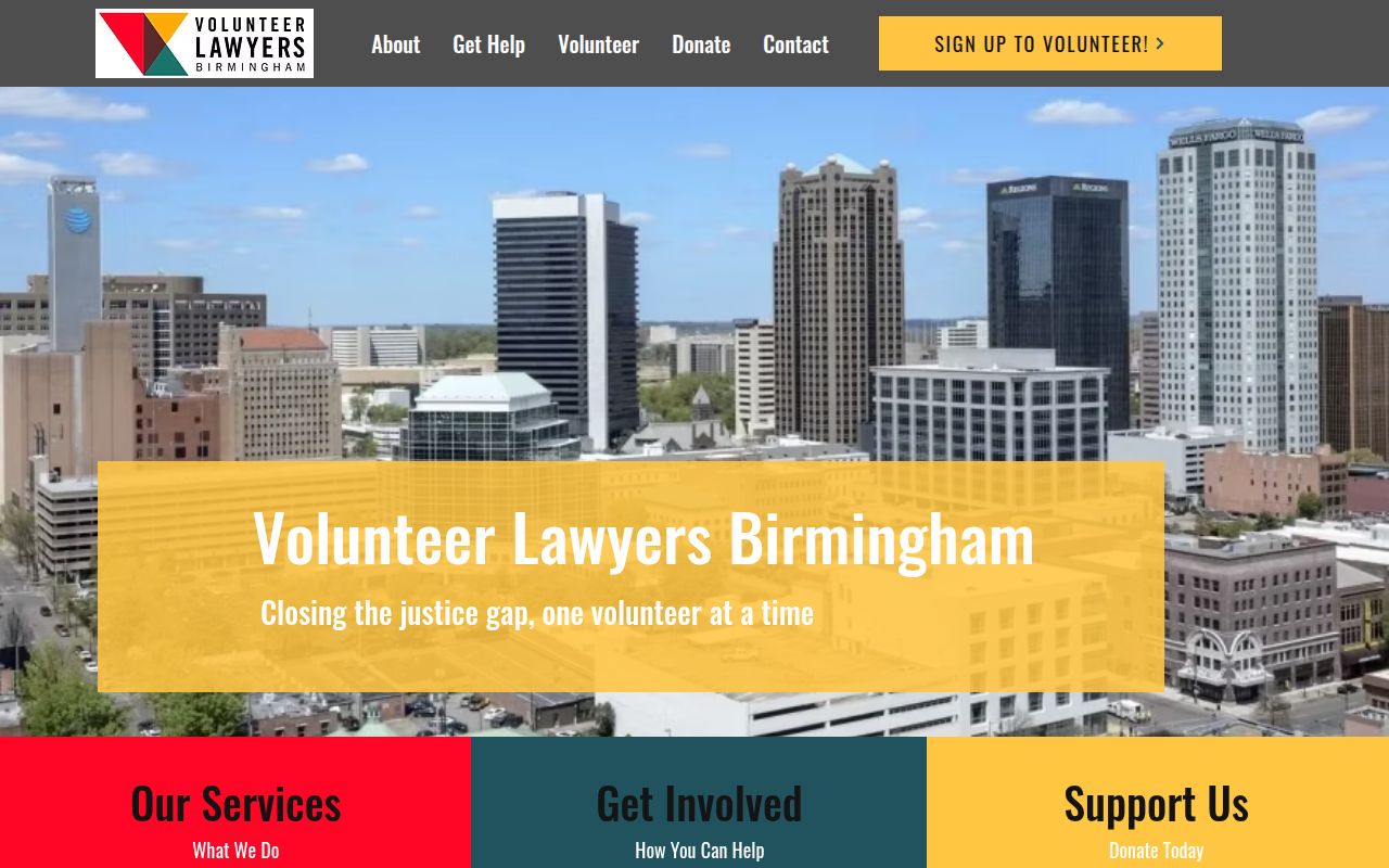 Volunteer Lawyers Birmingham legal aid organization website