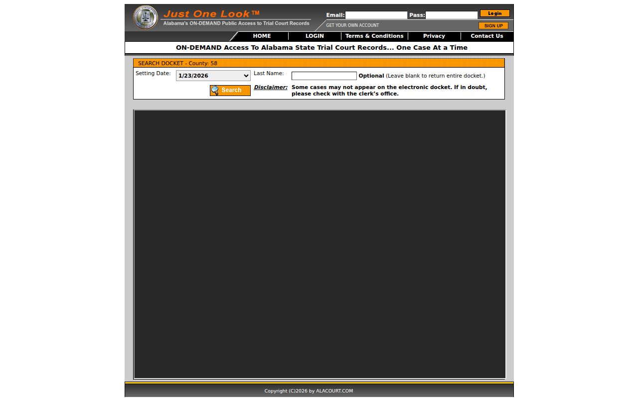 Alacourt case search for Autauga County Alabama court records