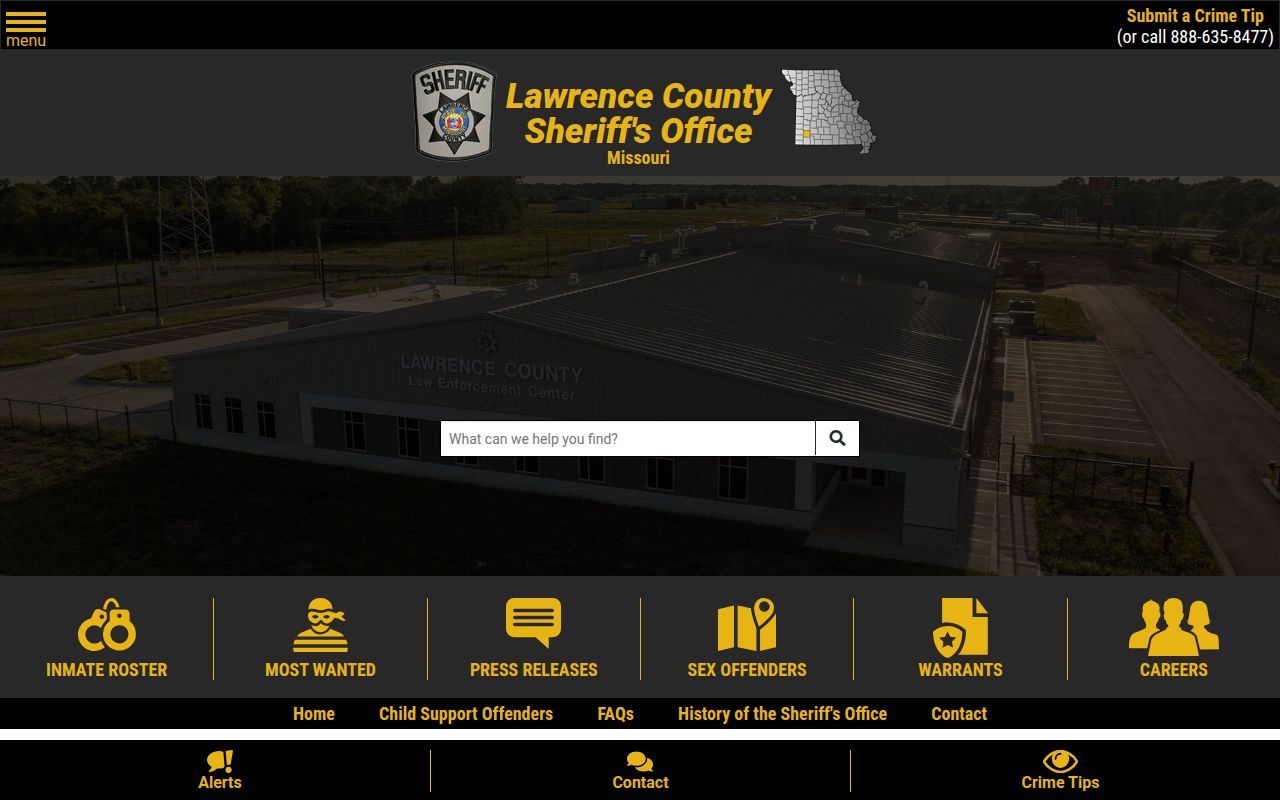 Lawrence County Sheriff's Office website and inmate information portal