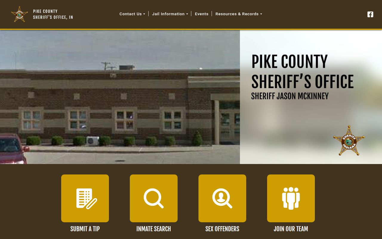 Pike County Sheriff's Office website showing jail and inmate information